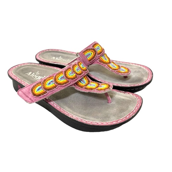 Alegria Carina Bead-Azzled Thong Sandals Pinckney Rainbows Size 37 US 7 Comfort - Picture 1 of 16